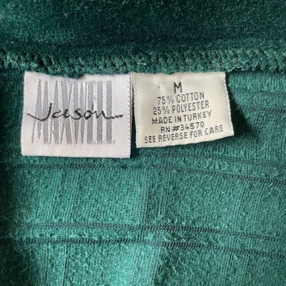 Vintage Womens Green Velet Velour Button Up Long Sleeve Top u Flaw Size Medium - Picture 8 of 8